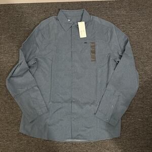 Men's Long Sleeve Button-Up T-Shirt Blue - All in Motion XL